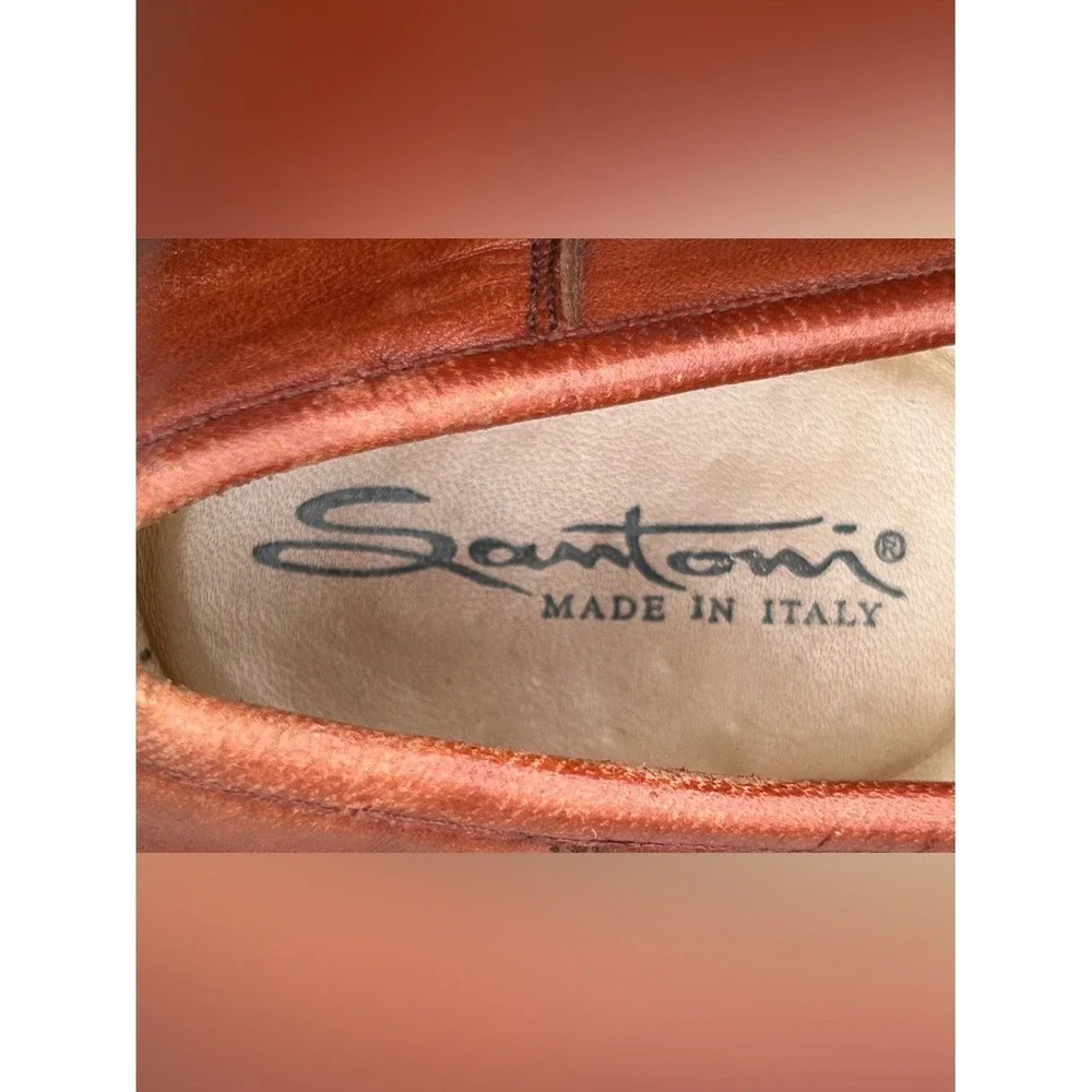 Santoni Tassel Kiltie Loafers Women 11 D Brown Leather Vero Cuoio Made In Italy